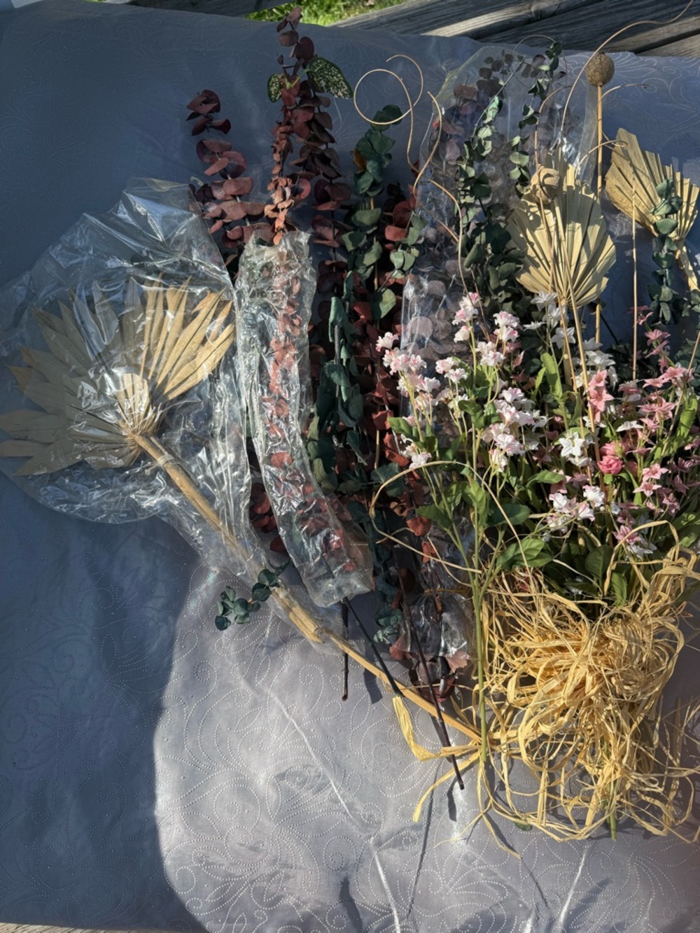 Dried Floral Arrangement Bundle in Pink, Green, and Tan